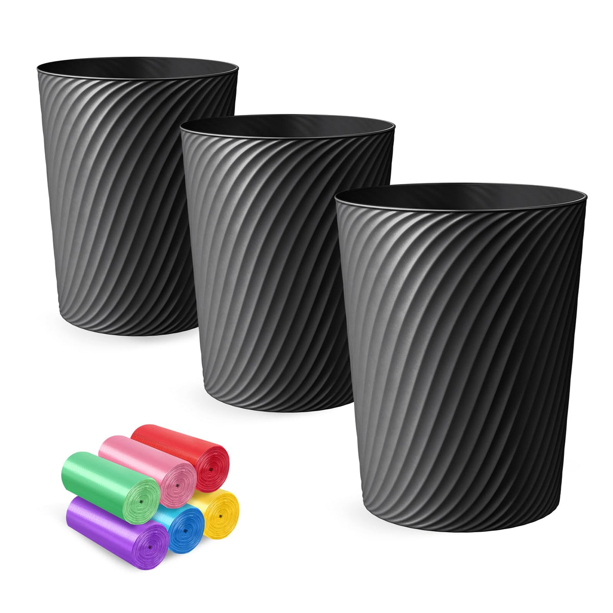 LLNTOU small trash can 3-pack front view, stylish and space-saving.