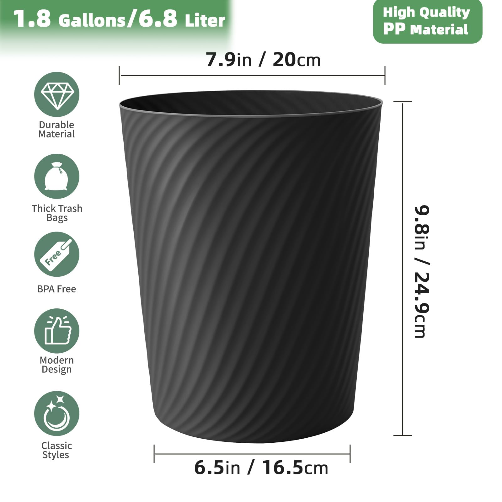 LLNTOU anti-slip base keeps the small trash can stable.