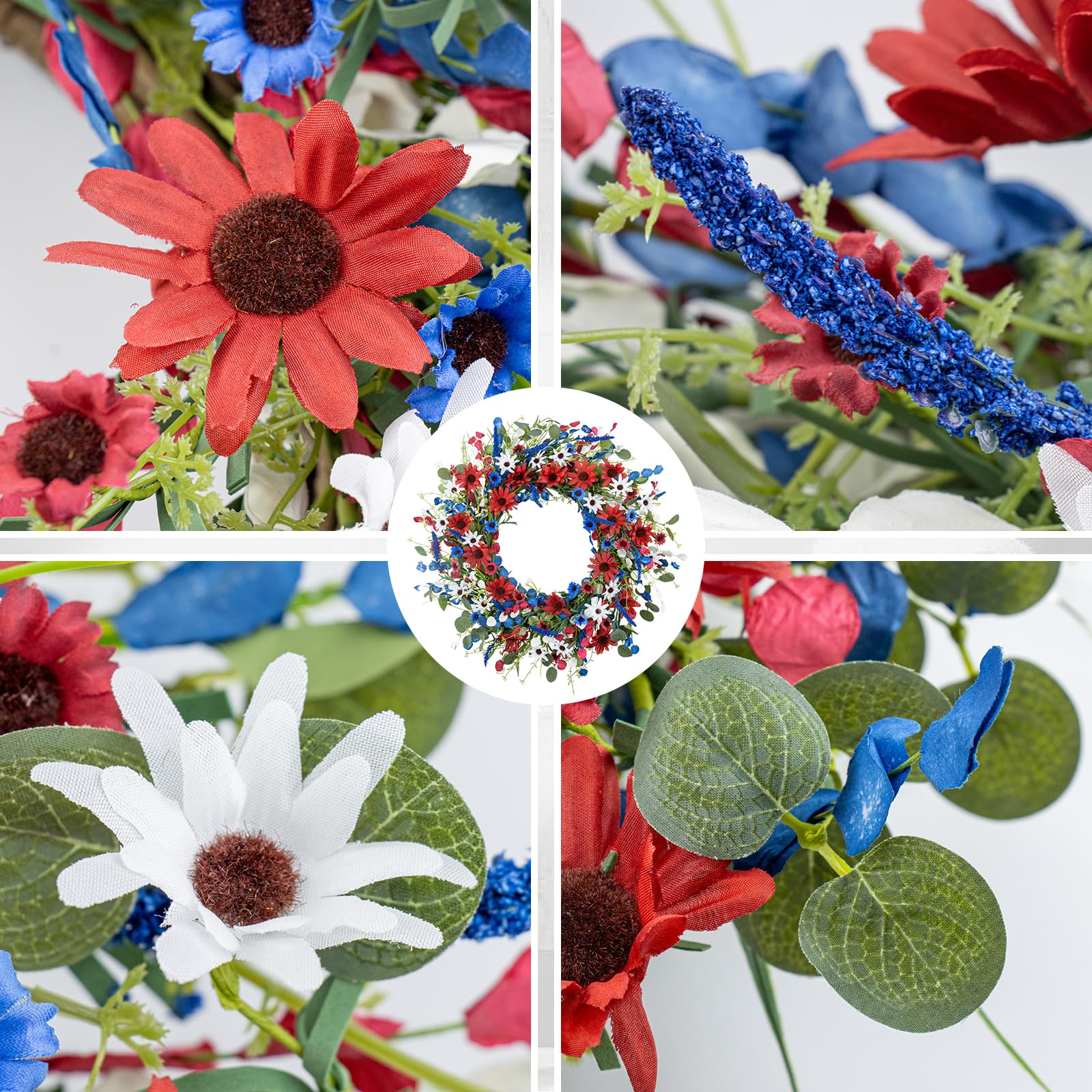 LLZLL 22-inch patriotic wreath fits most standard doors.