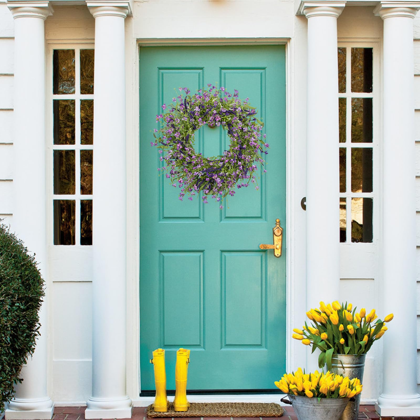 LLZLL Artificial greenery wreath highlights eucalyptus detail for indoor displays.