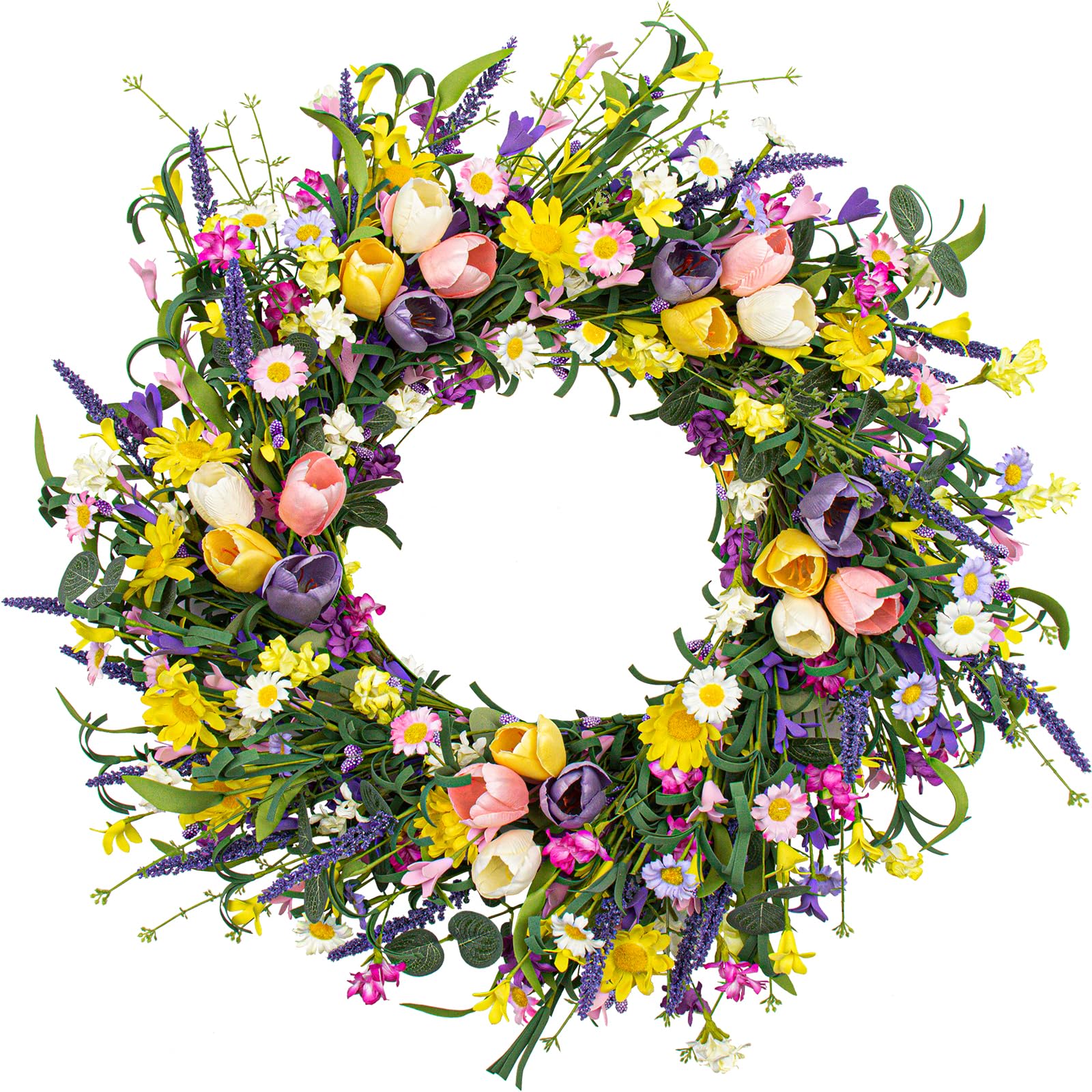 LLZLL spring wreath on front door adds welcoming color and charm