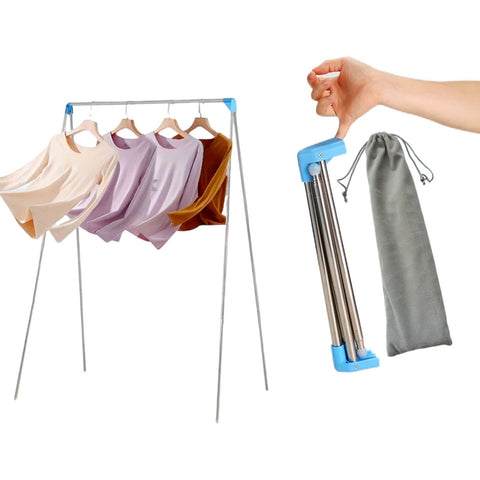 Lmaray portable garment rack folded compactly for travel and storage.