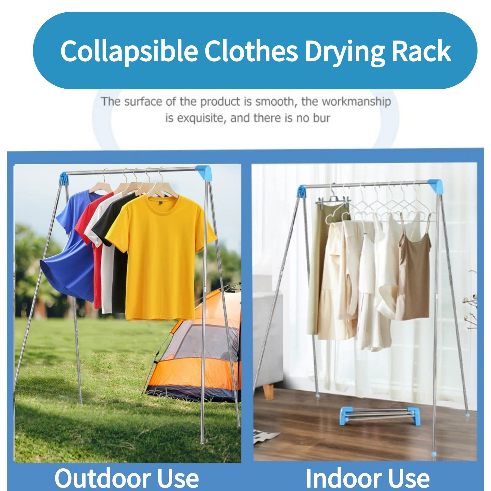 Lmaray portable garment rack setup without tools outdoors.