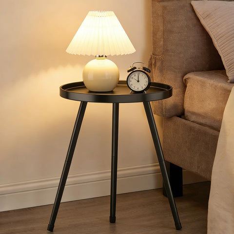 LMGVRZK mid-century accent table with raised edge keeps drinks secure.