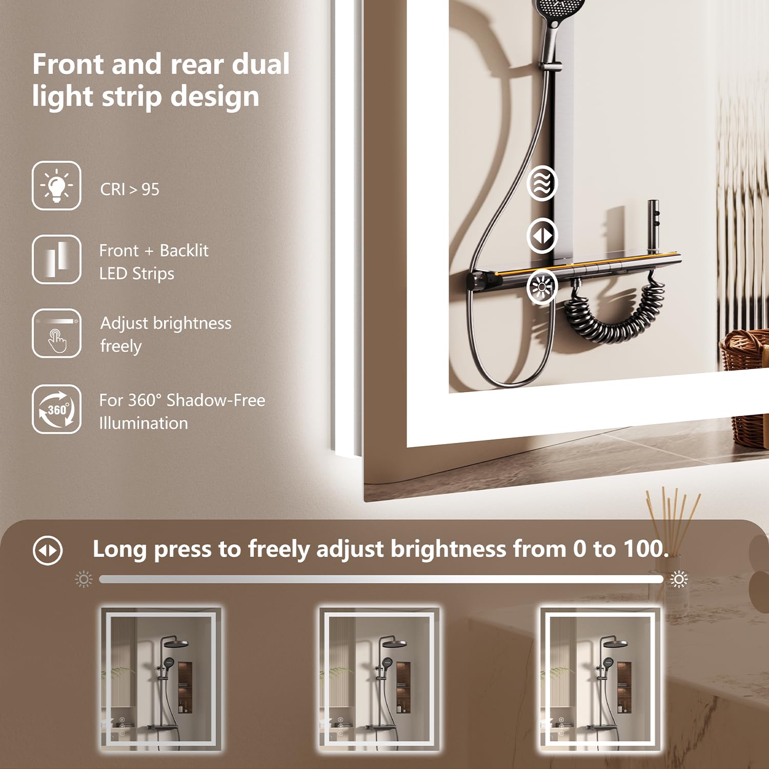 Lmsedf anti-fog heated mirror stays clear after hot showers