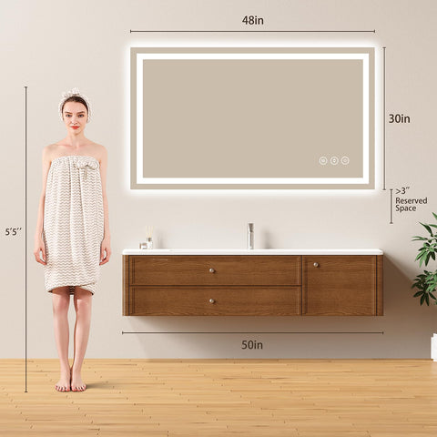 Lmsedf front and back lit mirror offers 360° brightness for shaving