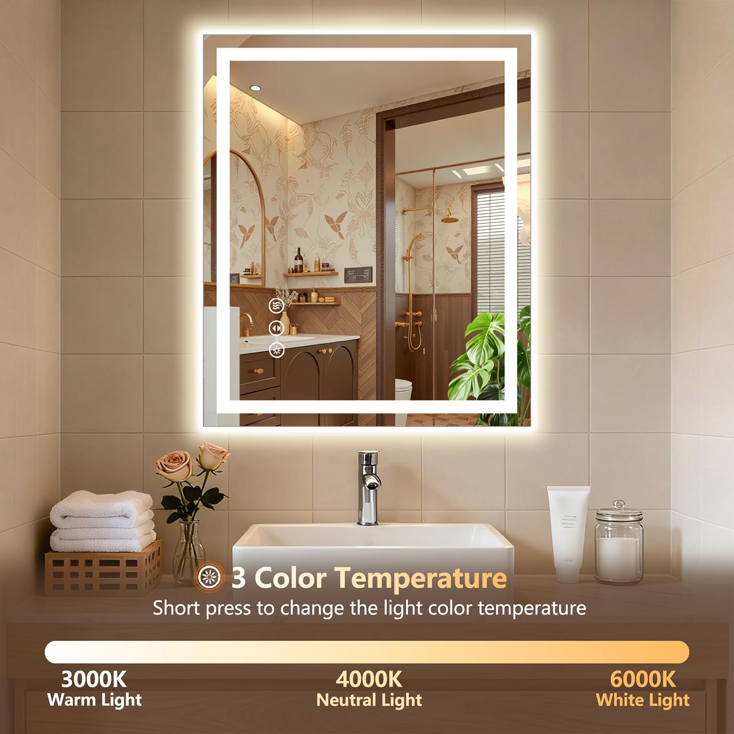 Lmsedf shatterproof tempered glass mirror enhances bathroom safety
