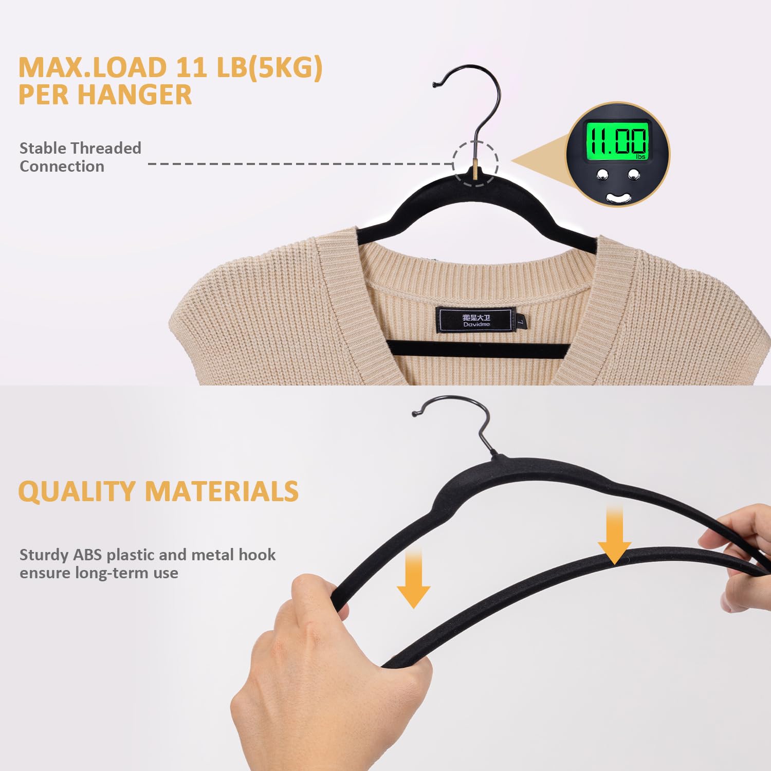 LMTrystFit sturdy hanger supports up to 11 lb heavy garments securely