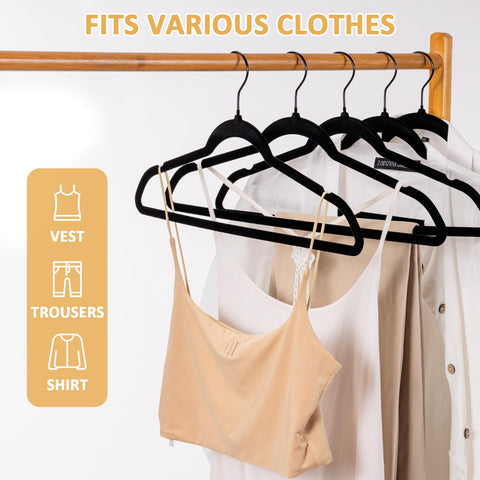 LMTrystFit velvet hanger with shoulder notches protects straps from slipping
