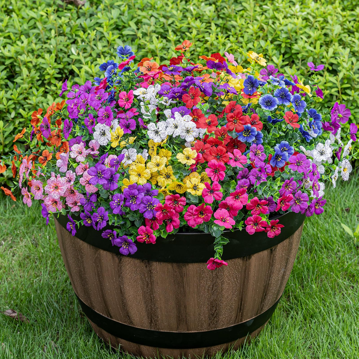Lnoicy 20 bundles mix colors closeup shows vibrant artificial flowers for year-round color.