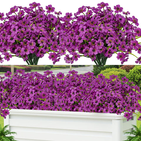 Lnoicy 24-pcs artificial flowers outdoor set, maintenance-free garden decor with vibrant color.