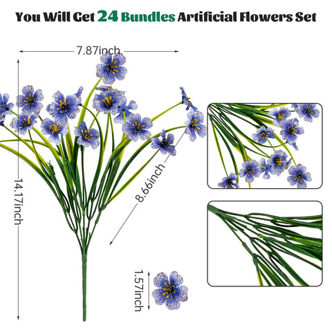 Lnoicy blue artificial flowers for garden decor, handmade look without watering.