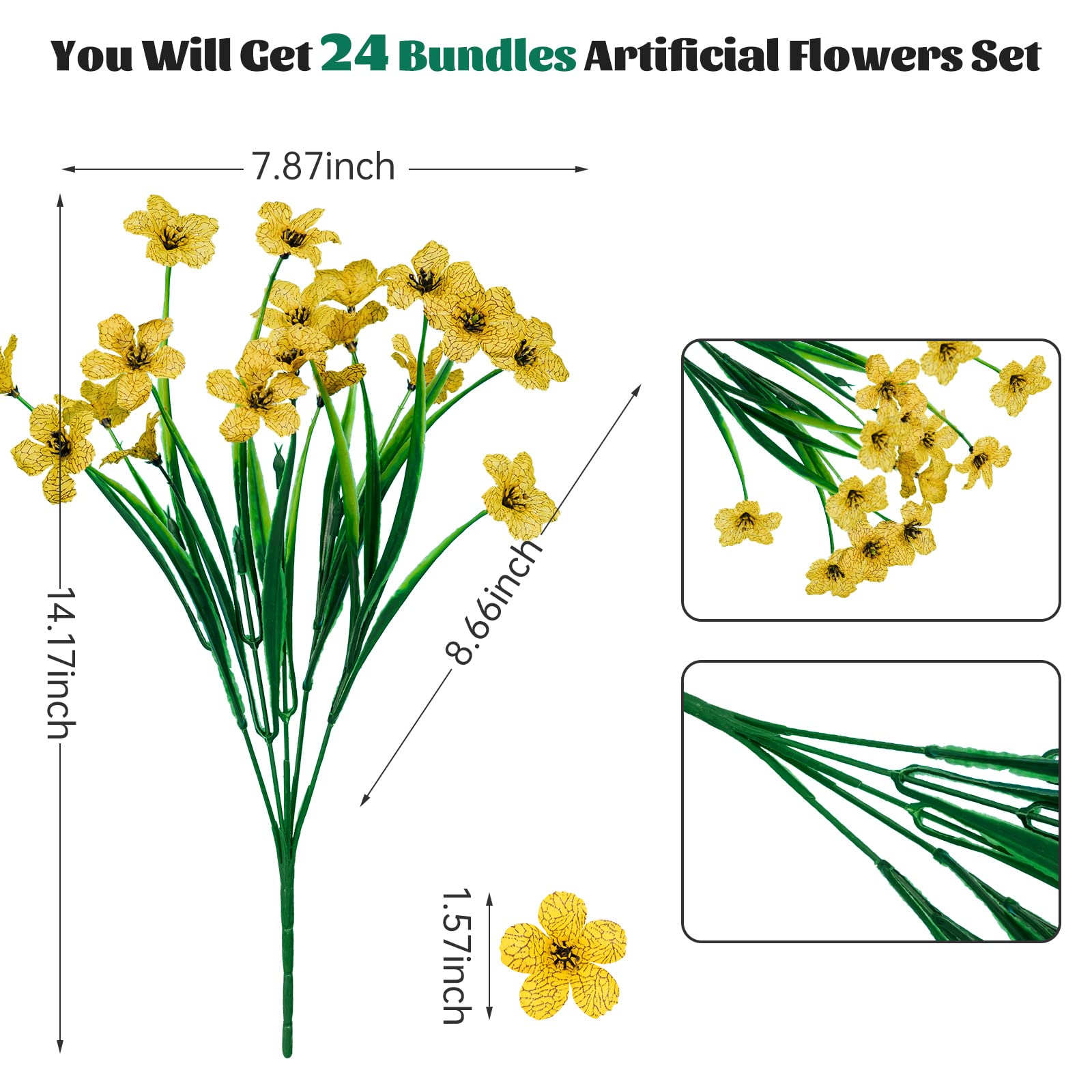 Lnoicy yellow artificial flowers in backyard garden for year-round color
