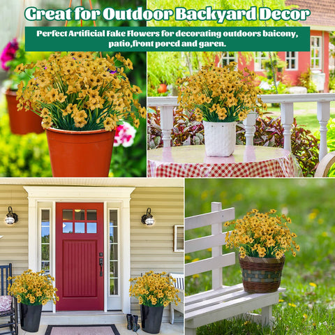 Lnoicy balcony display with handmade yellow artificial flowers for easy decor