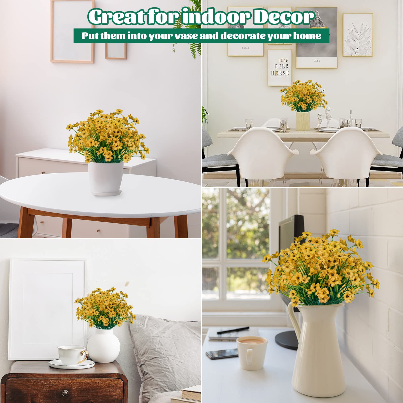 Lnoicy yellow artificial flowers for patio delivering long-lasting outdoor charm