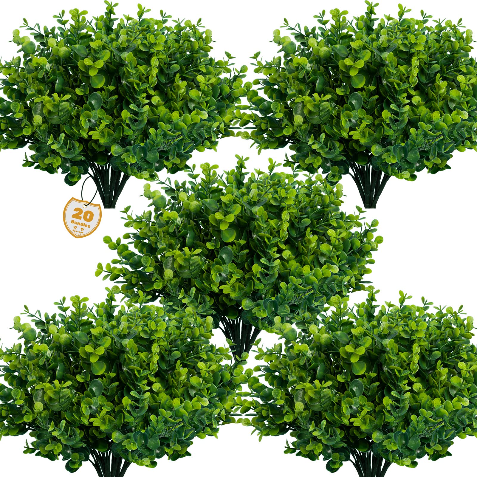 Lnoicy artificial greenery boxwood bundles for outdoor use with UV resistance and lush leaves.