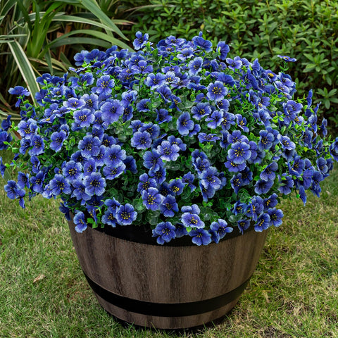 Lnoicy blue eucalyptus bundles brighten outdoor porches with lifelike realism.