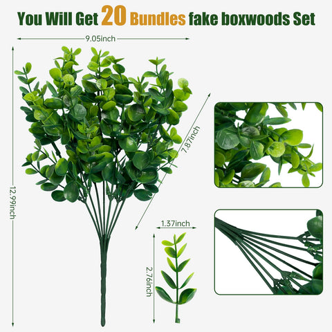 Lnoicy boxwood shrubs 20 bundles for garden decor, easy to arrange.