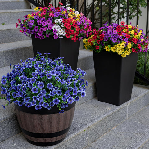Lnoicy faux eucalyptus flowers designed for planters with UV resistance.