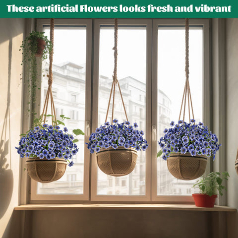 Lnoicy blue plastic flowers ideal for wedding decor and outdoor spaces.