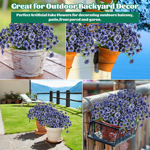 Lnoicy blue artificial plants for porch color that lasts.