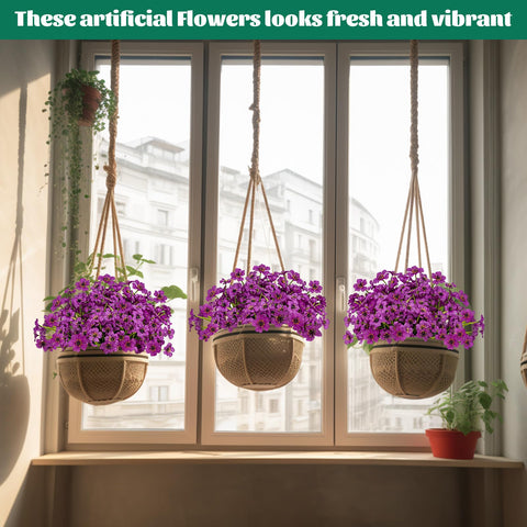 Lnoicy UV-resistant plastic flowers keep garden color without maintenance.