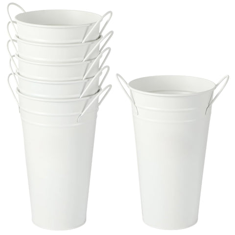 Lnrueg galvanized metal vases 9.8 inches with handles ideal for centerpieces.