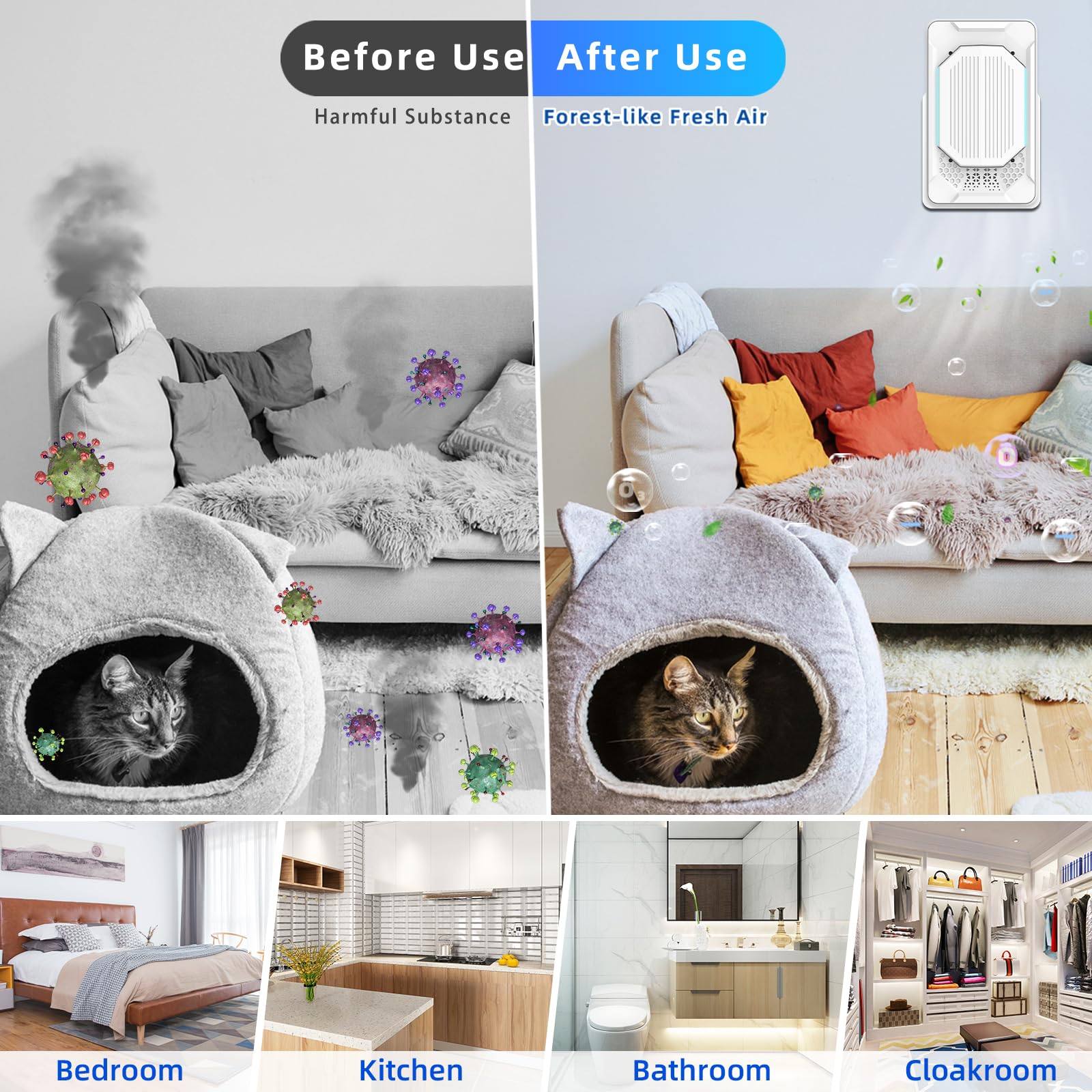 LNYUHAD air ionizer helps tackle smoke and dust for fresher indoor air.