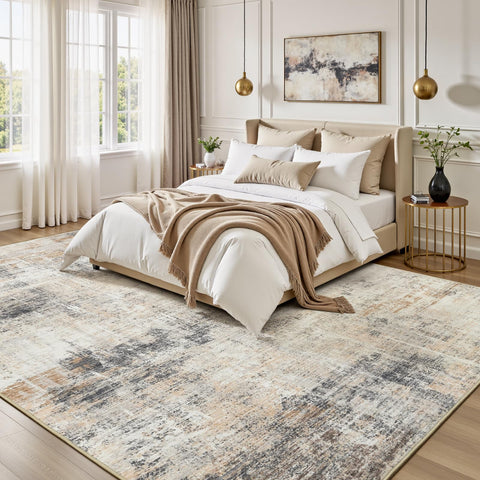 Lofus rug with non-slip backing demonstrates sturdy grip on hard floors.