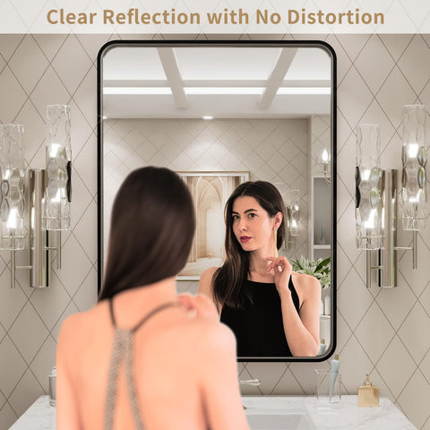 LOAAO mirror side angle showing matte black finish for a contemporary bath