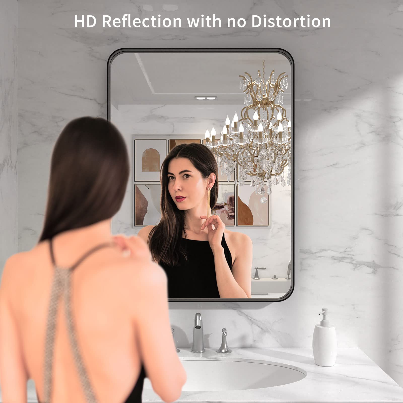 LOAAO clear reflection with minimal distortion for a modern vanity.