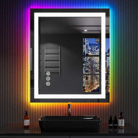 LOAAO RGB backlit mirror offers customizable ambiance for morning grooming.