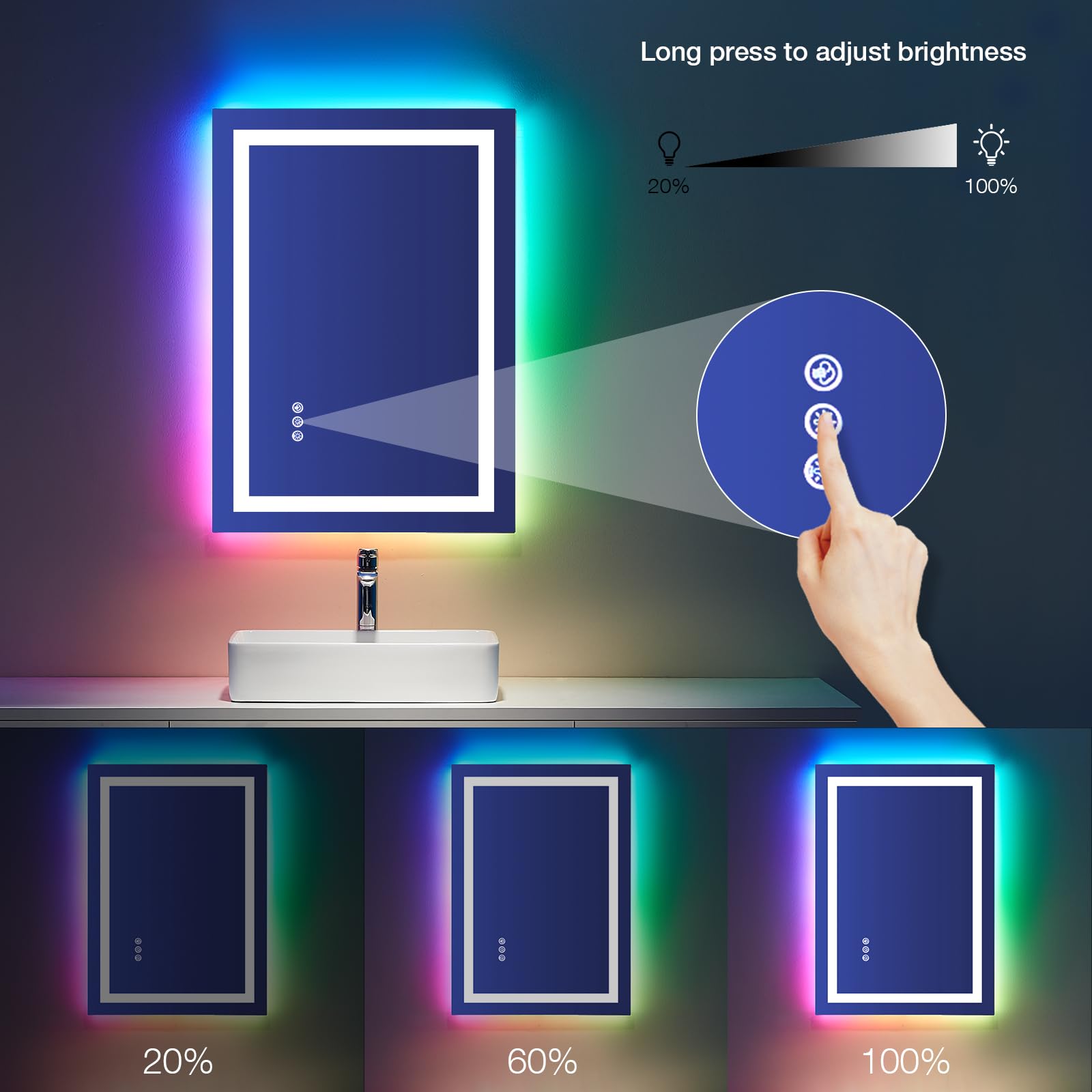 LOAAO dimmable switch on mirror lets you tailor lighting.
