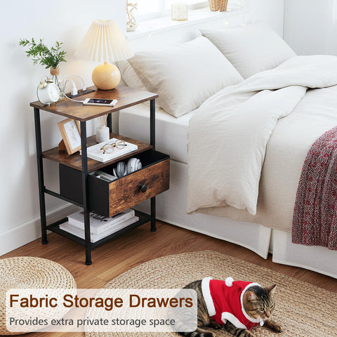 LOAKEKEL bedside table fabric drawer demonstrating hidden storage in small spaces