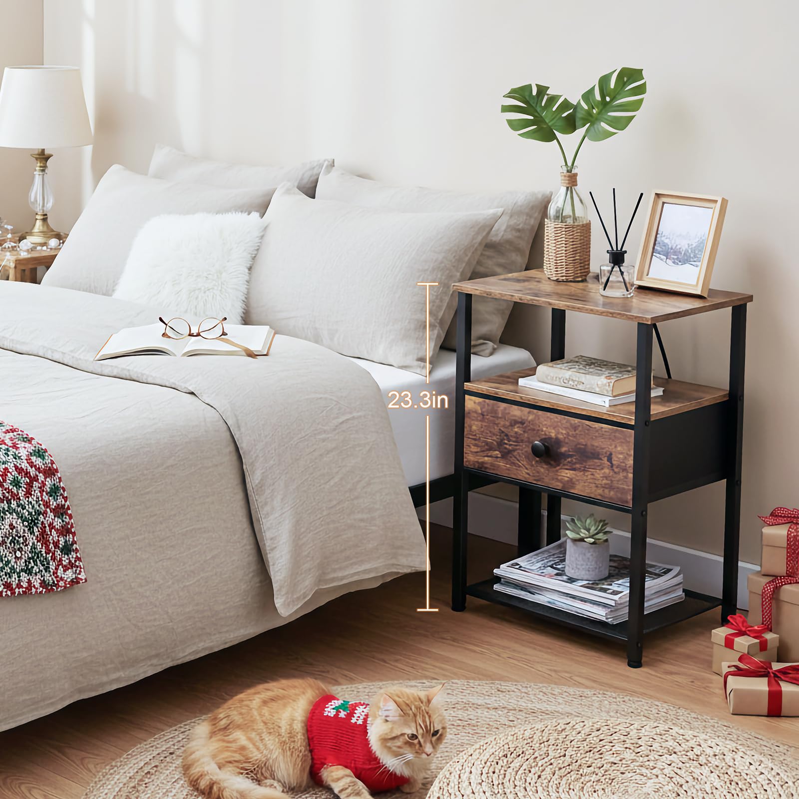 LOAKEKEL rustic brown end table top view for cozy living room setup