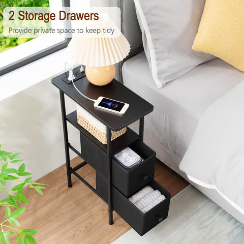 LOAKEKEL narrow end table bedroom use beside bed as compact nightstand.