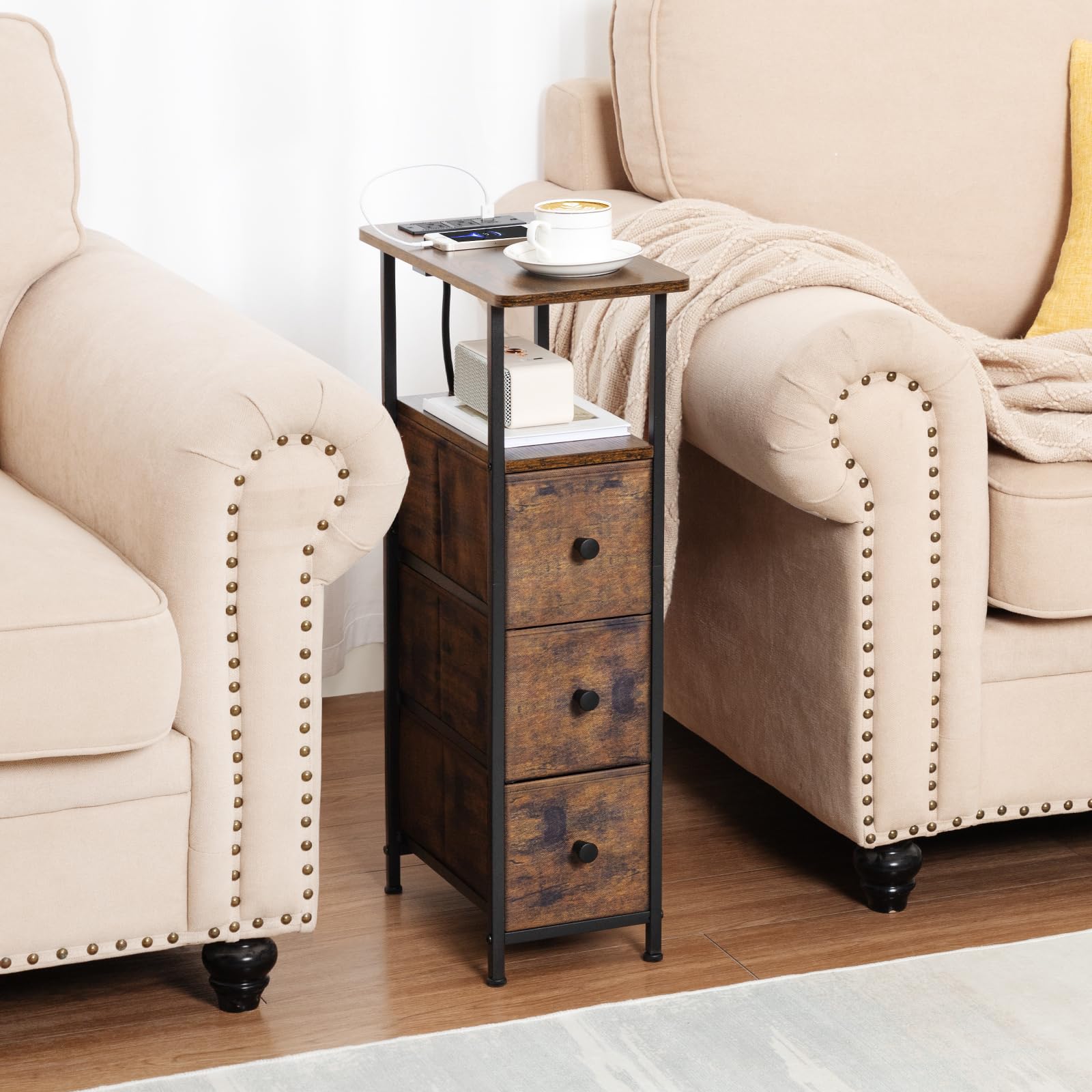 LOAKEKEL charging-station end table powers devices conveniently.