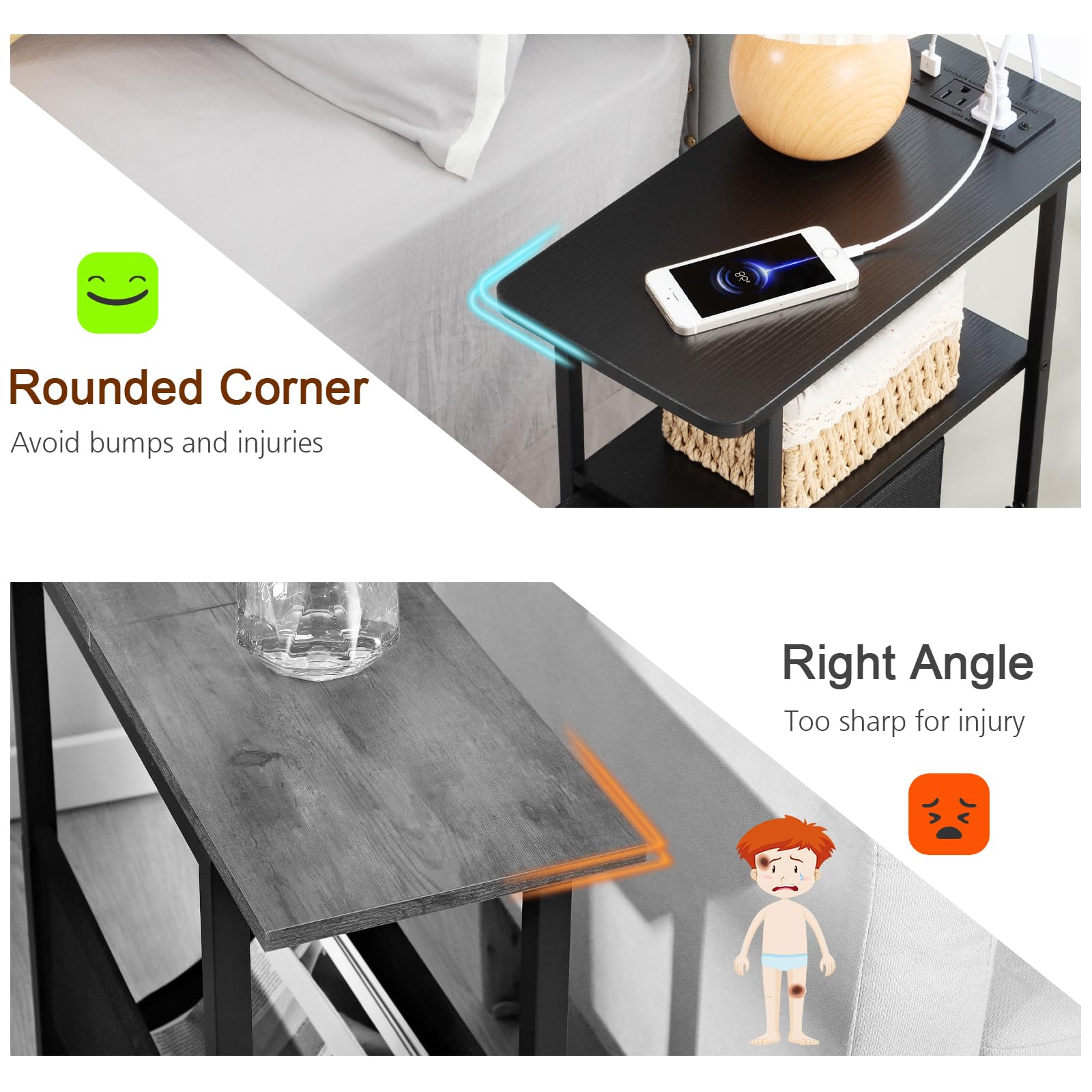 LOAKEKEL narrow end table in living room demonstrates versatile placement near seating.