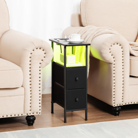 LOAKEKEL end table with ambient LED light for night visibility