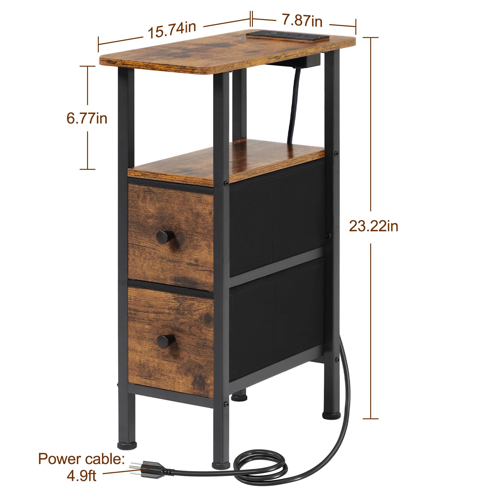 LOAKEKEL end table open storage shelf beside sofa