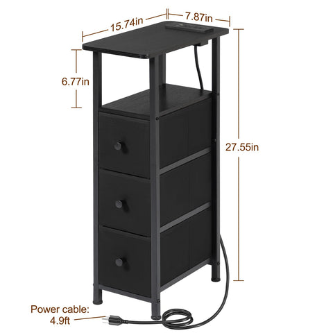LOAKEKEL end table with three-drawer storage for small gadgets and cables.
