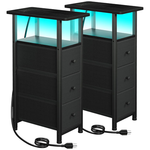 LOAKEKEL Narrow End Table top view shows compact footprint and black finish.