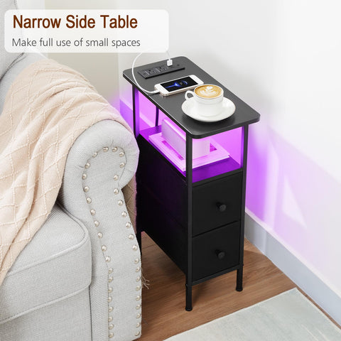 LOAKEKEL two-drawer storage end table helps organize remotes and cables