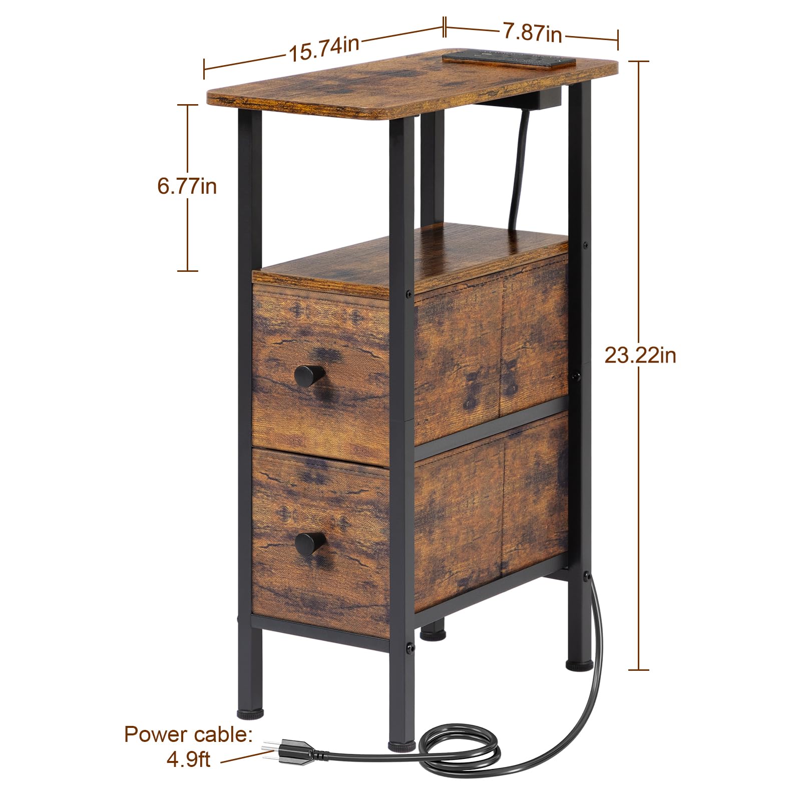 LOAKEKEL end table with two drawers organizes sundries neatly.