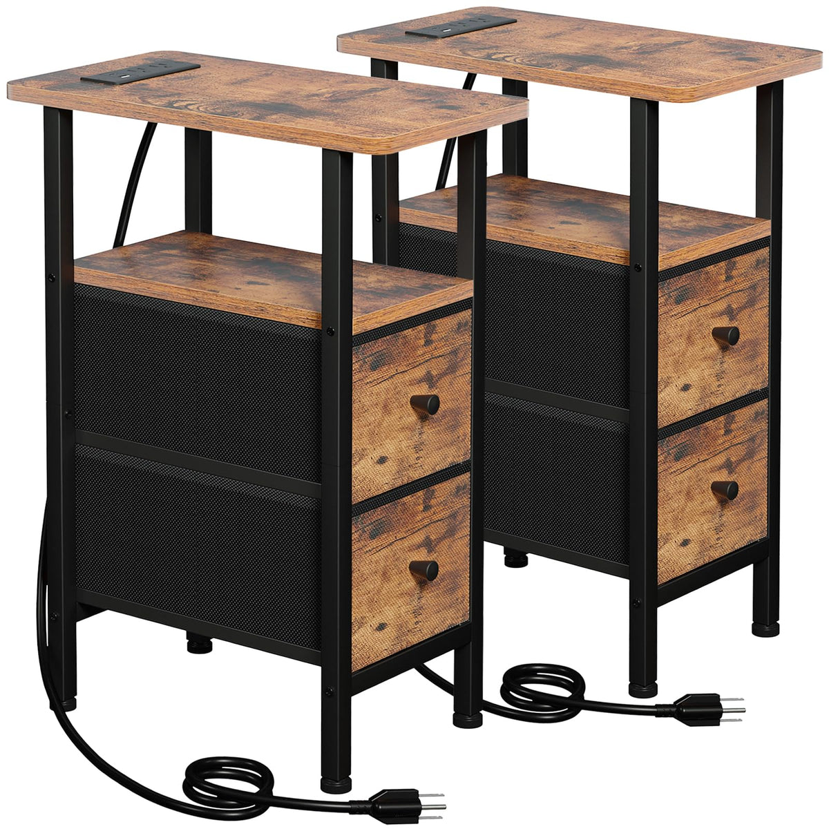 LOAKEKEL Narrow Nightstand top surface showing compact storage suitable for small rooms