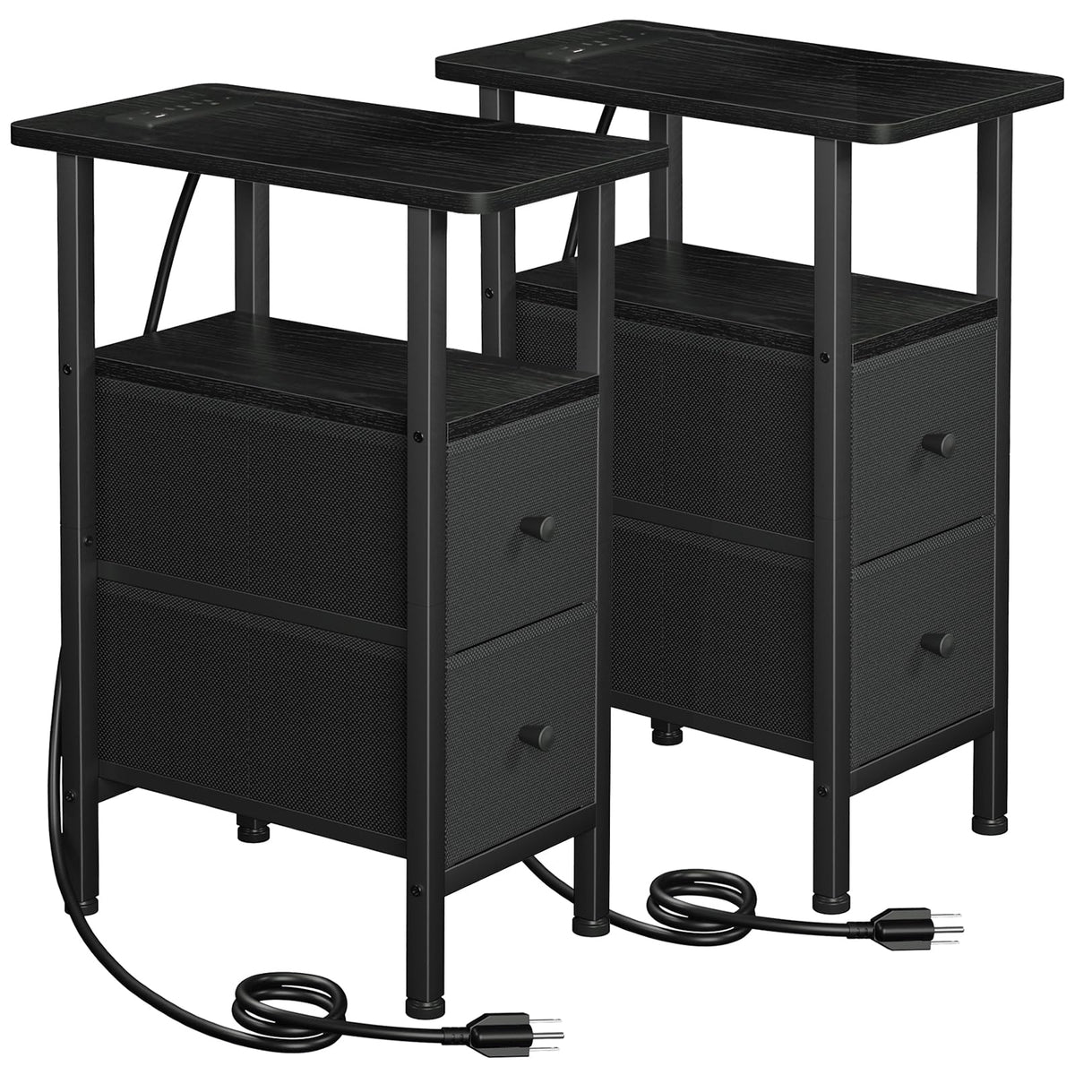 LOAKEKEL narrow nightstand top view showing compact design for small rooms