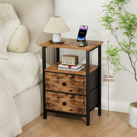 Two LOAKEKEL nightstands arranged for a balanced bedroom setup.