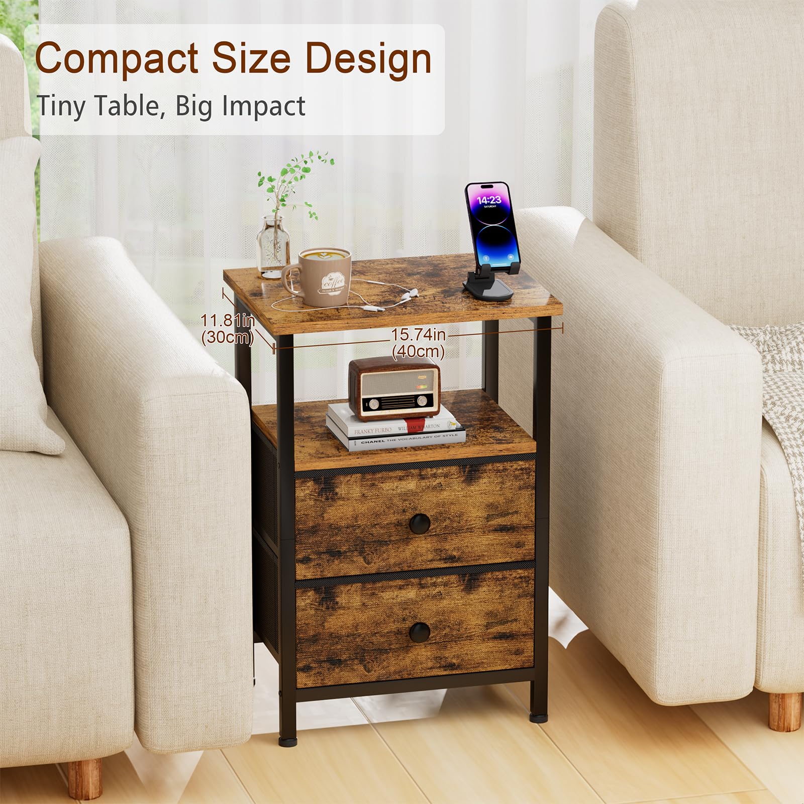 Rustic Brown LOAKEKEL finish adds warmth to modern decor.