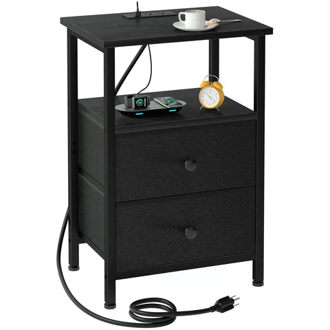 LOAKEKEL night stand with charging station keeps cords organized and devices accessible