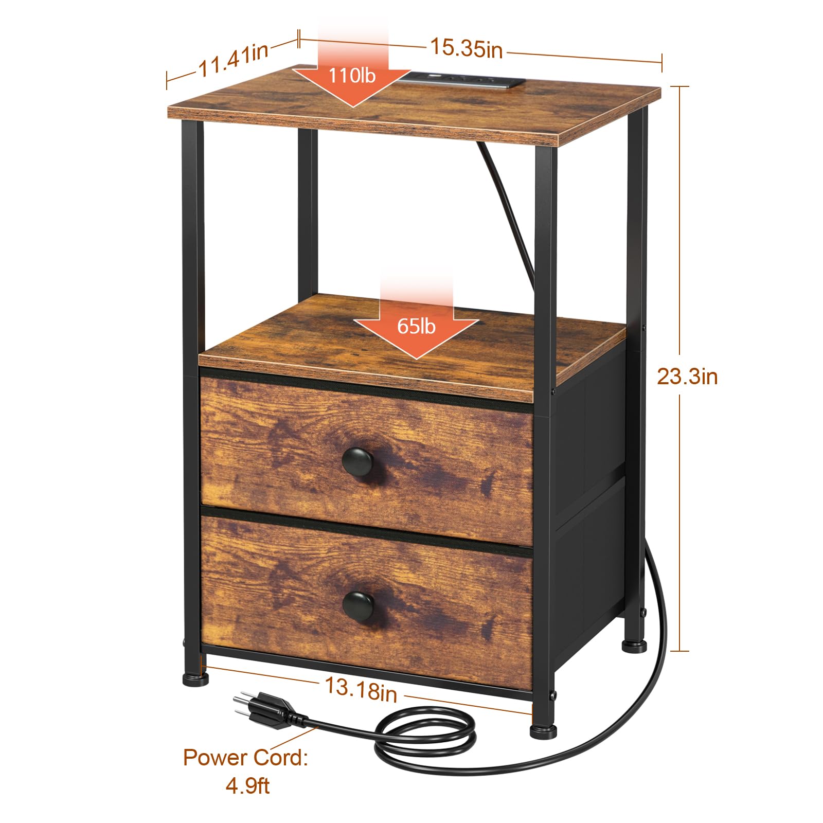 LOAKEKEL Night Stand 2 easy assembly guides you through setup